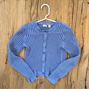 GAP. Size M (girls). Periwinkle blue lightweight cardigan.